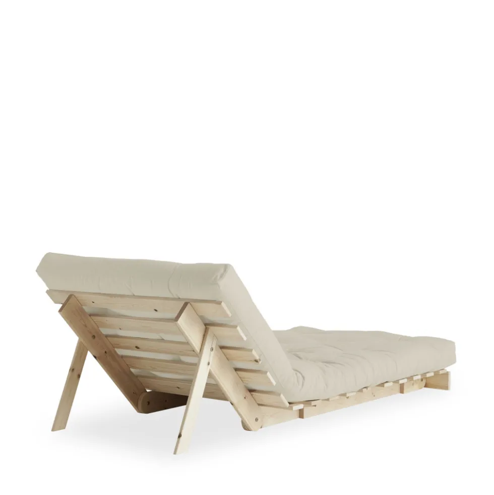 ROOTS Fauteuil convertible 90x200cm en bois naturel et tissu