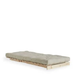 ROOTS Fauteuil convertible 90x200cm en bois naturel et tissu