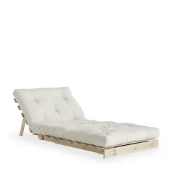 ROOTS Fauteuil convertible 90x200cm en bois naturel et tissu