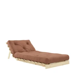 ROOTS Fauteuil convertible 90x200cm en bois naturel et tissu