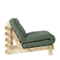 ROOTS Fauteuil convertible 90x200cm en bois naturel et tissu