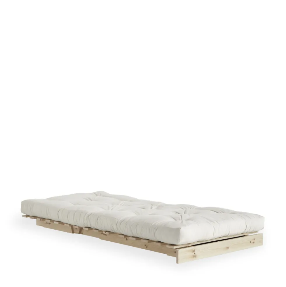 ROOTS Fauteuil convertible 90x200cm en bois naturel et tissu