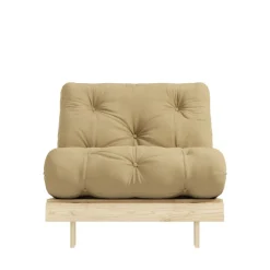 ROOTS Fauteuil convertible 90x200cm en bois naturel et tissu