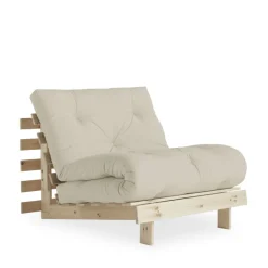 ROOTS Fauteuil convertible 90x200cm en bois naturel et tissu