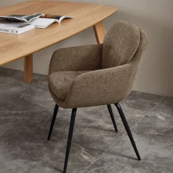 RUNA Lot de 2 fauteuils de table en tissu et métal