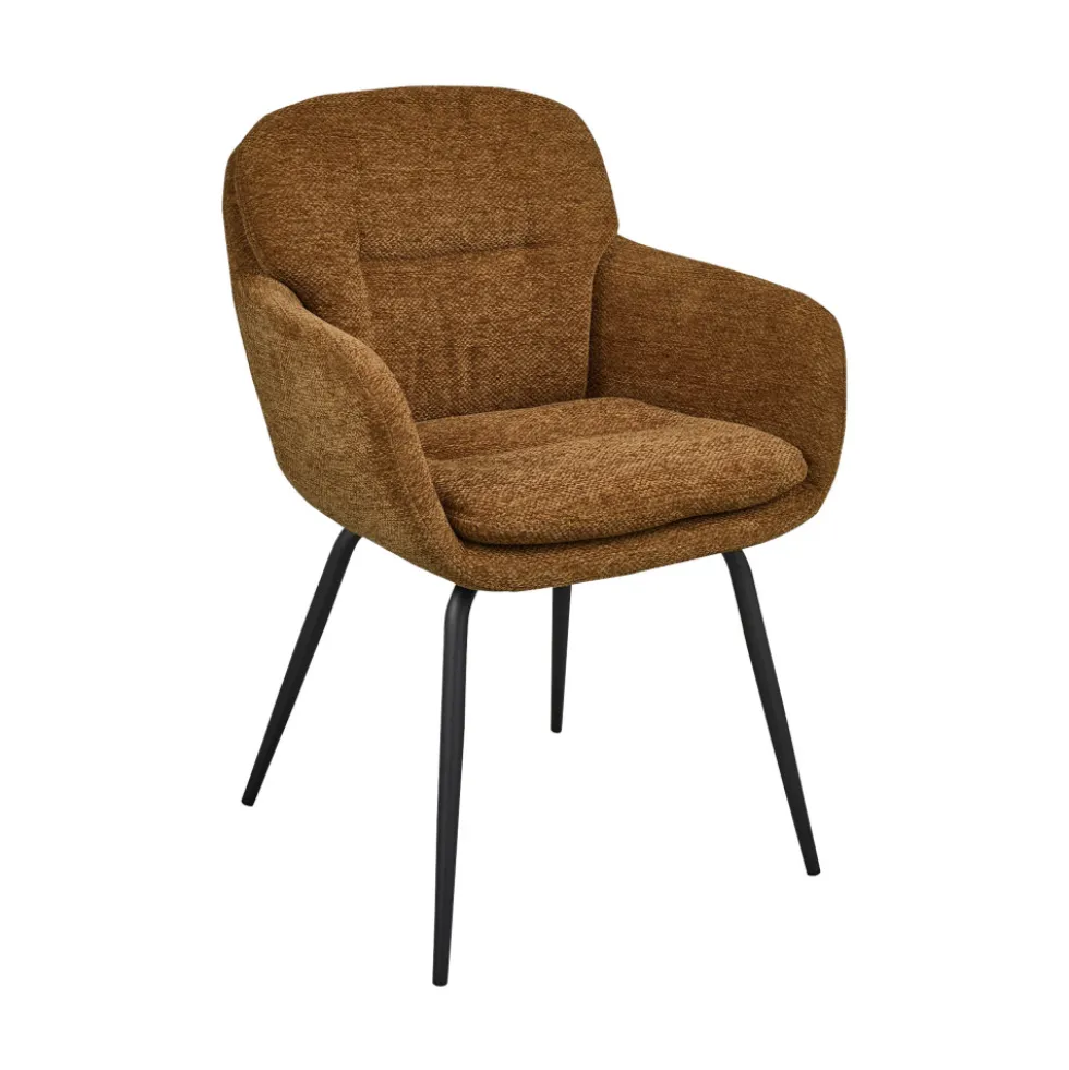 RUNA Lot de 2 fauteuils de table en tissu et métal