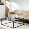 SAKU Table basse carrée en marbre et métal 100x100cm