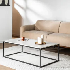 SAKU Table basse en marbre et métal 120x65cm