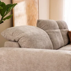 SAM Canapé d'angle droit 4 places avec têtières réglables en tissu chenille