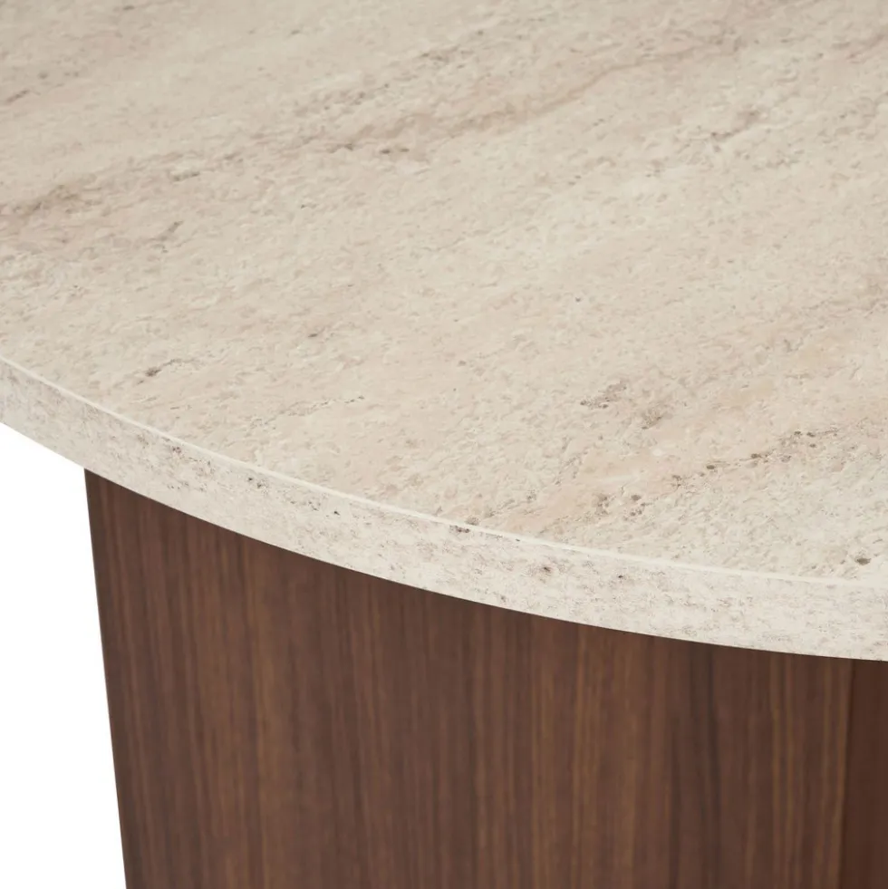 SAM Table à manger 8 personnes ovale en bois et effet travertin
