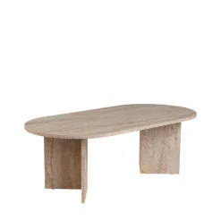 SAM Table basse ovale effet travertin 119x60cm