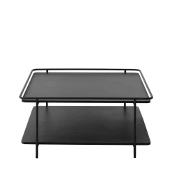 SARANDA Table basse carrée 2 plateaux en métal 75x75cm