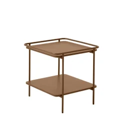 SARANDA Table d'appoint carrée 2 plateaux en métal 45x45cm