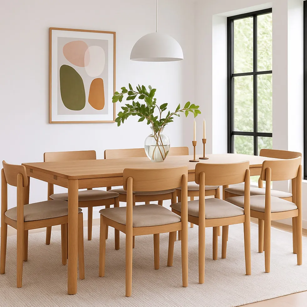 SAVACOU Table à manger extensible 8 à 12 personnes en bois 200-300x100cm