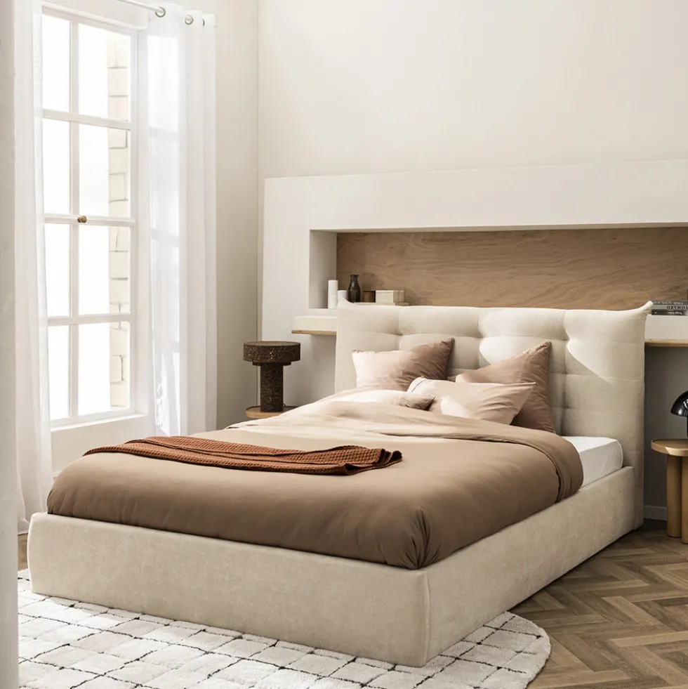 SERENITA Lit coffre en tissu 160x200cm