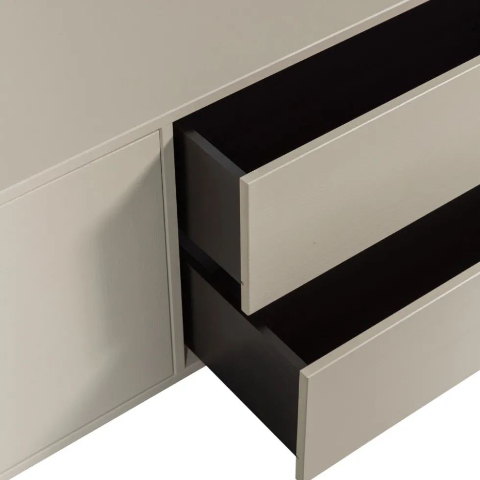 SETTLE DOWN Meuble TV 2 portes, 2 tiroirs en bois L200cm