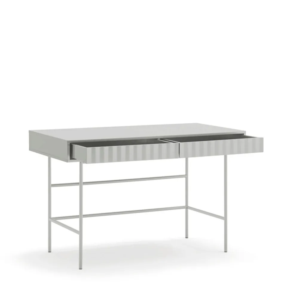 SIERRA Bureau 2 tiroirs en bois et métal L120cm