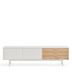 SIERRA Meuble TV 2 portes, 3 tiroirs en bois L180cm