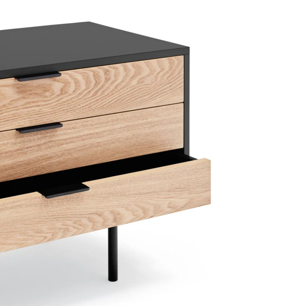 SIERRA Meuble TV 2 portes, 3 tiroirs en bois L180cm