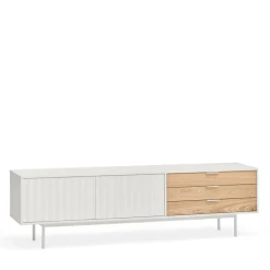 SIERRA Meuble TV 2 portes, 3 tiroirs en bois L180cm