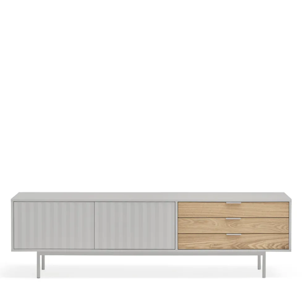 SIERRA Meuble TV 2 portes, 3 tiroirs en bois L180cm