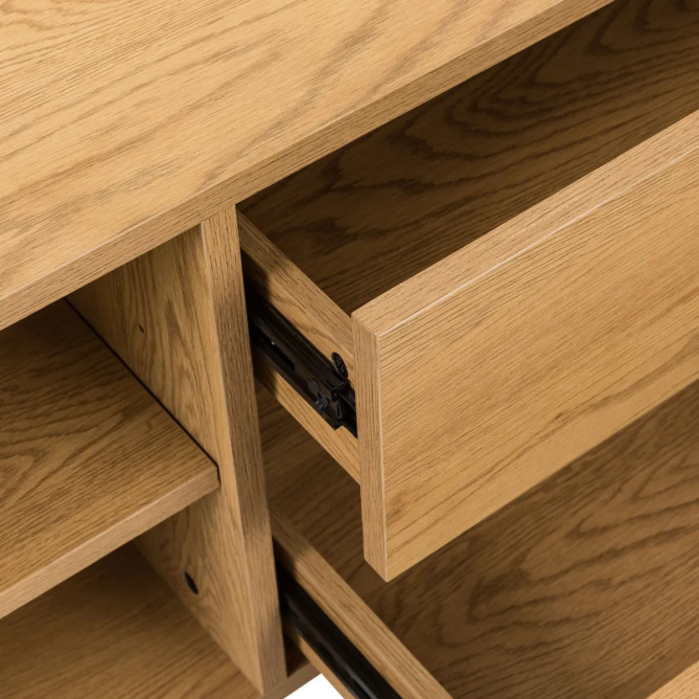 SINCE Meuble tv 2 tiroirs, 2 niches en bois L180cm