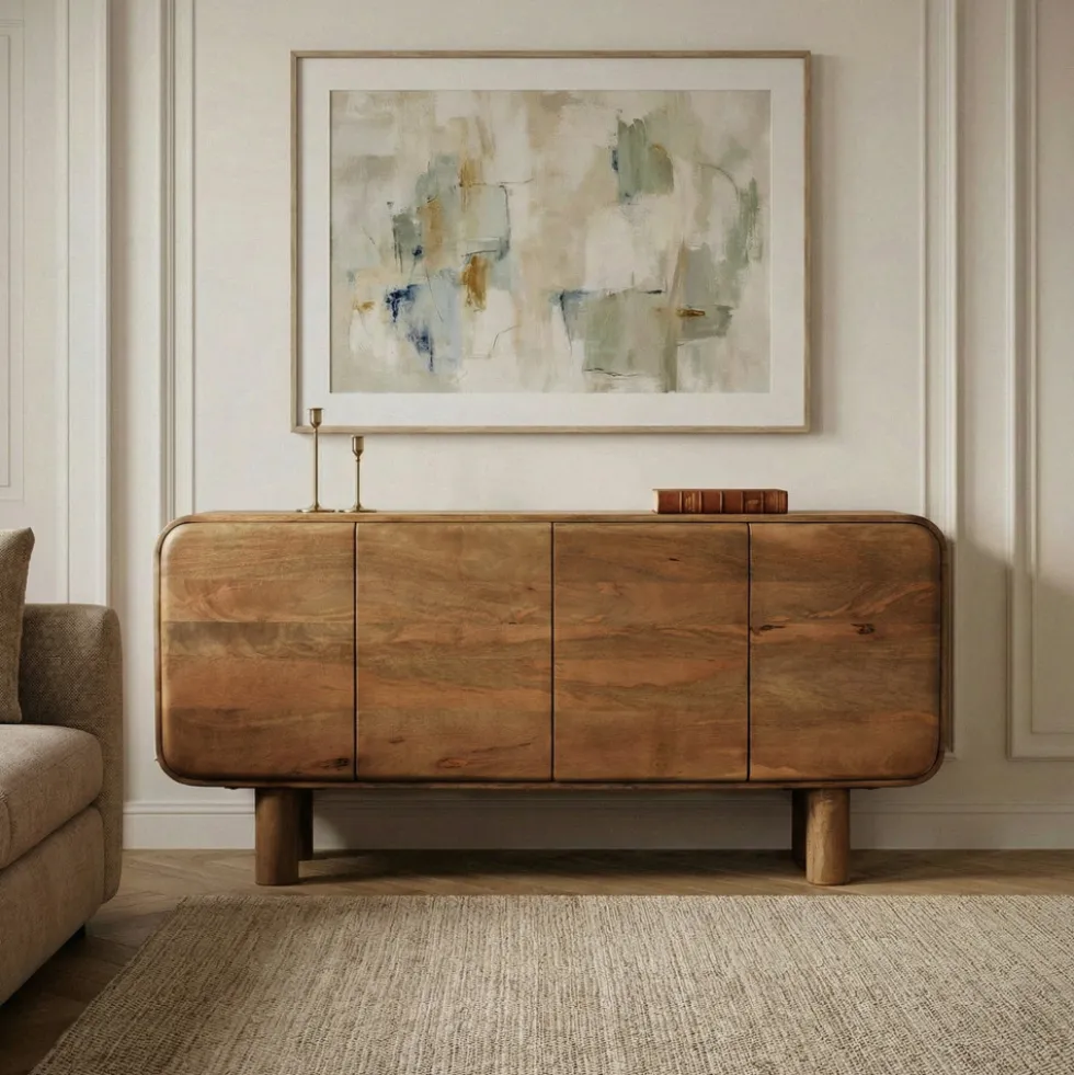 SIRA Buffet 4 portes en bois massif L160cm