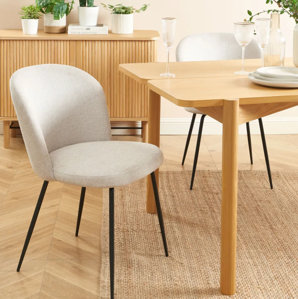 SITTO Lot de 2 chaises en tissu et métal