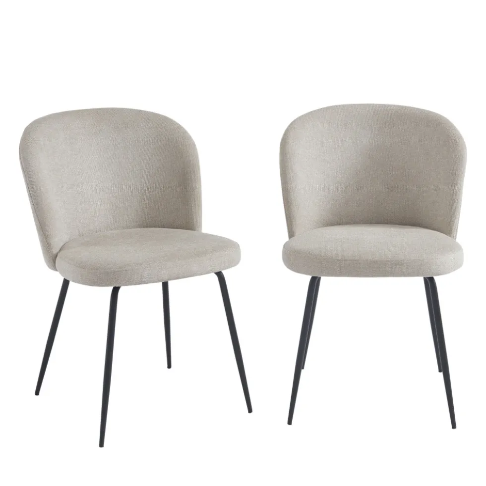 SITTO Lot de 2 chaises en tissu et métal