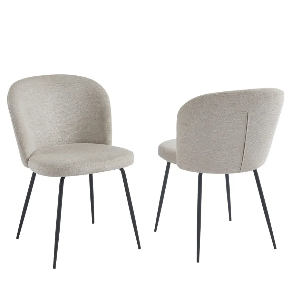 SITTO Lot de 2 chaises en tissu et métal