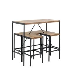 SKAL Ensemble table de bar pour 4 personnes en bois et métal H105cm
