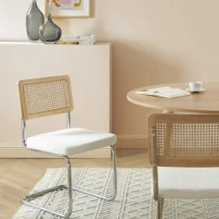 SKANA Lot de 2 chaises en velours côtelé pieds chrome