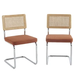 SKANA Lot de 2 chaises en velours côtelé pieds chrome