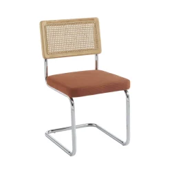 SKANA Lot de 2 chaises en velours côtelé pieds chrome