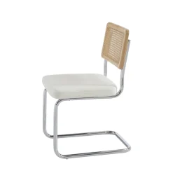 SKANA Lot de 2 chaises en velours côtelé pieds chrome
