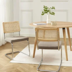 SKANA Lot de 2 chaises en velours côtelé pieds chrome