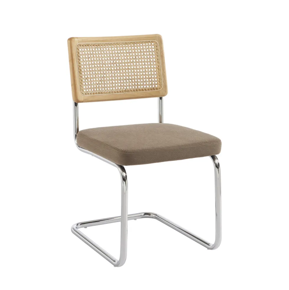 SKANA Lot de 2 chaises en velours côtelé pieds chrome