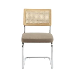 SKANA Lot de 2 chaises en velours côtelé pieds chrome