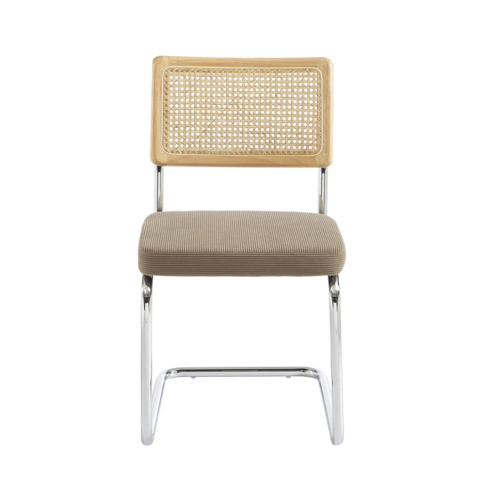 SKANA Lot de 2 chaises en velours côtelé pieds chrome