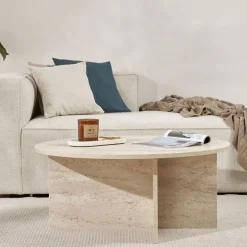 SOHO Table basse ronde en effet travertin ø90cm