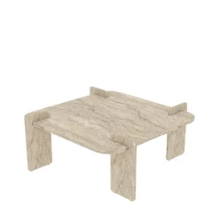 SOLENI Table basse effet travertin 90x90cm