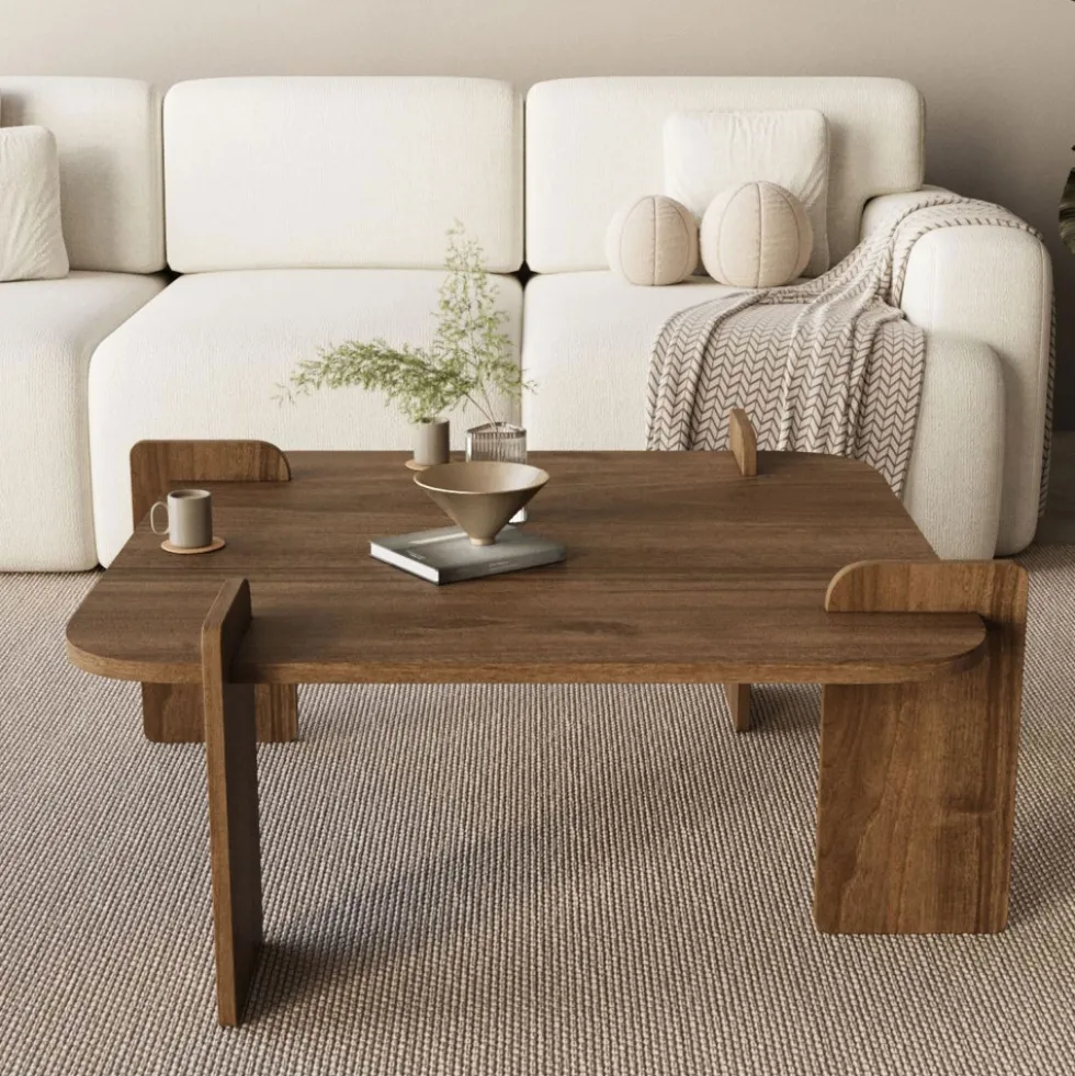 SOLENI Table basse en bois 90x90cm