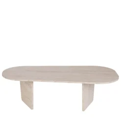 SOMA Table basse ovale effet travertin 130x65cm