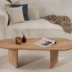 SOMA Table basse ovale en bois 130x65cm