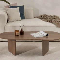 SOMA Table basse ovale en bois 130x65cm