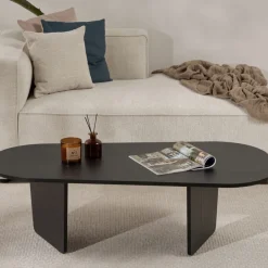 SOMA Table basse ovale en bois 130x65cm