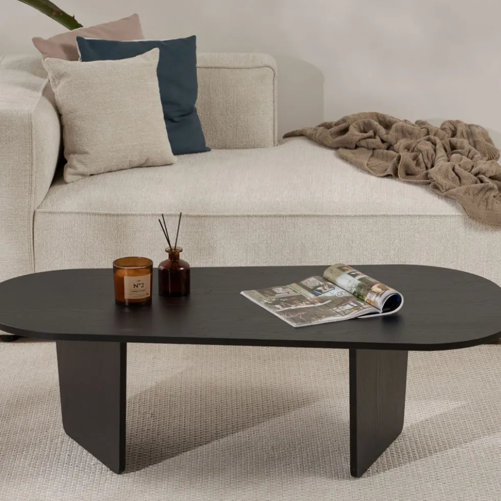 SOMA Table basse ovale en bois 130x65cm