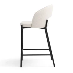 SOREN Lot de 2 chaises de bar en tissu bouclette et métal H65cm
