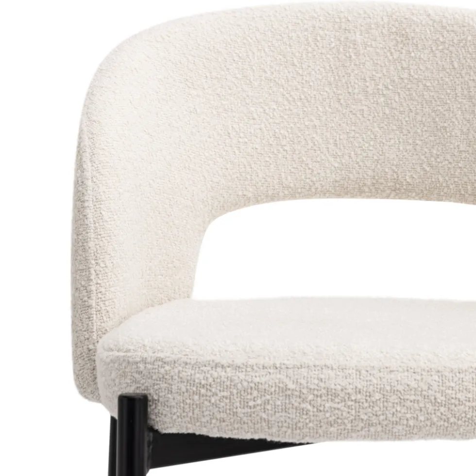 SOREN Lot de 2 chaises de bar en tissu bouclette et métal H65cm