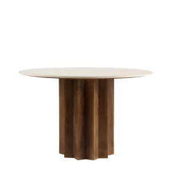 SORONG Table à manger 4 personnes ronde en marbre et bois massif